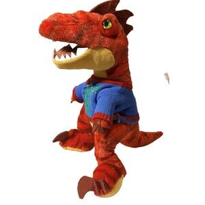 Build-A-Bear Workshop Red Raptor Dinosaur Plush Stuffed Animal w/ Sweater, Used